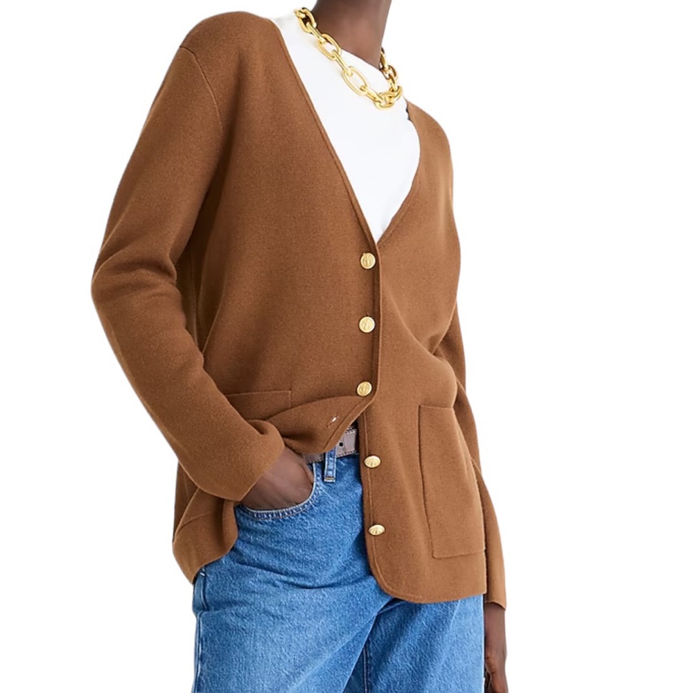 J Crew Giselle V Neck Cardigan Sweater Blazer in Brown | XS NWT